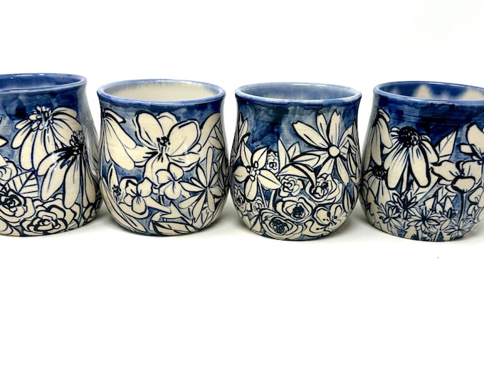 Watercolor cobalt cups