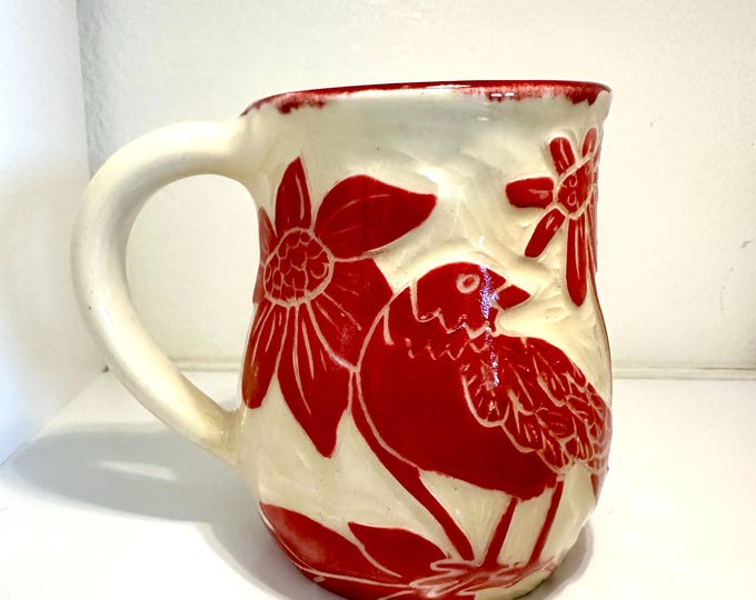 Flower and Bird Mugs- reserved custom order