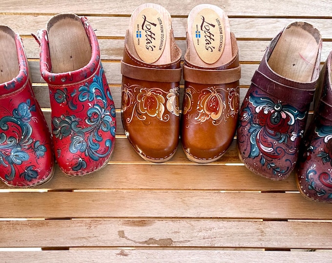 Rosemaled Swedish Clogs