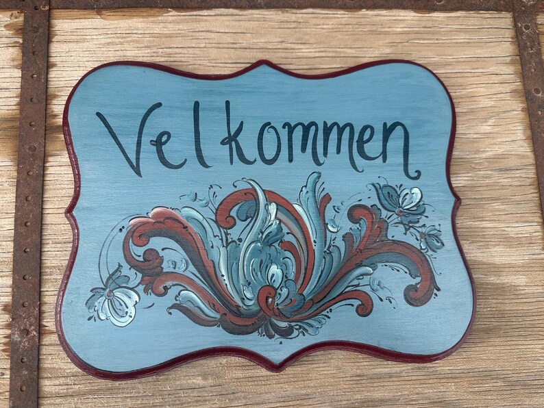 Velcommen Script Velkommen With Rosemaling - Etsy