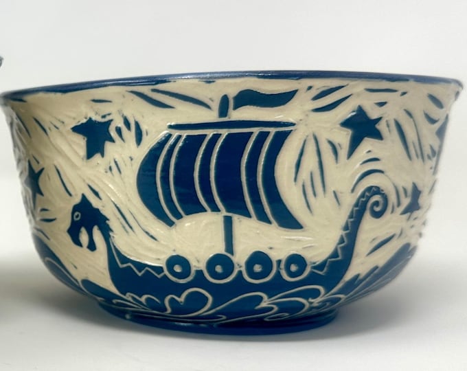 Carved Viking Ship Bowls