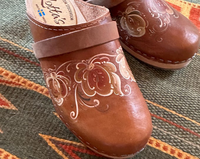 Rosemaled Swedish Clogs