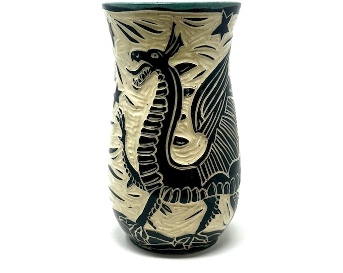 Hand Carved Nordic Dragon vase