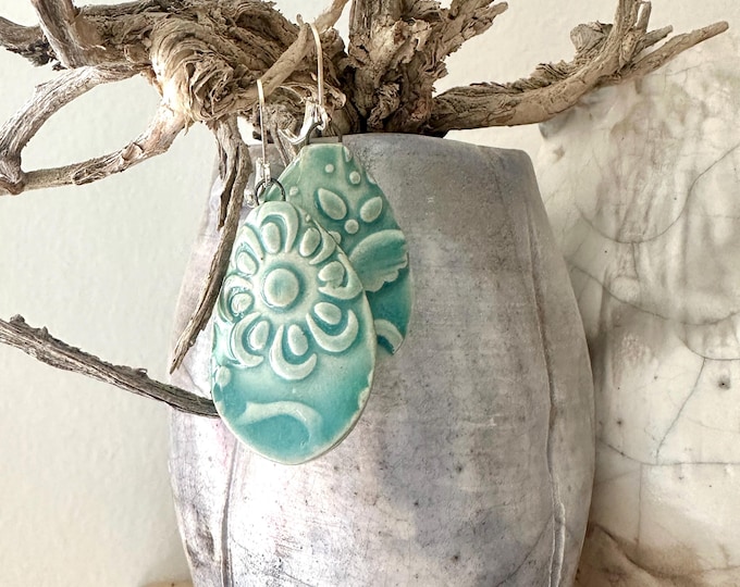 Celadon flower Earrings