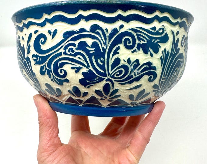 Rosemaling Carved Stoneware