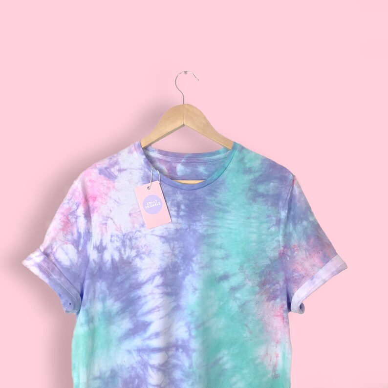 purple and white tie dye shirt
