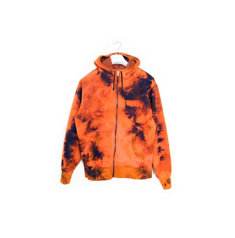 Acid Wash Zip Hoodie Bleached Tie Dye Hoodie Reverse Tie Etsy