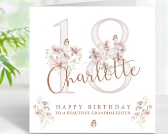 Personalised Birthday Card 16th 18th 21st Granddaughter Sister Niece, Any Age