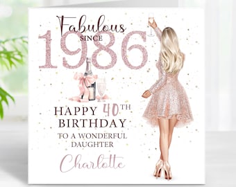 Personalised 1986 Age 40th Birthday Card Daughter Sister Niece Friend Card For Her Granddaughter
