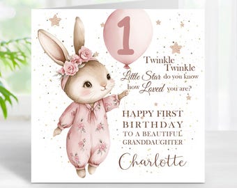 Personalised Birthday Card 1st 2nd 3rd 4th 5th 6th 7th Granddaughter Sister Niece, Any Age