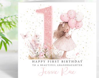 Personalised Birthday Card 1st 2nd 3rd 4th 5th 6th 7th Granddaughter Sister Niece, Any Age