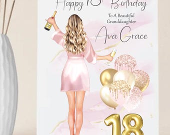 Personalised Birthday Card A5 16th 18th 21st Granddaughter Sister Niece, Any Age