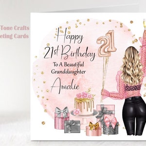 Personalised Birthday Card 16th 18th 21st Granddaughter Sister Niece, Any Age