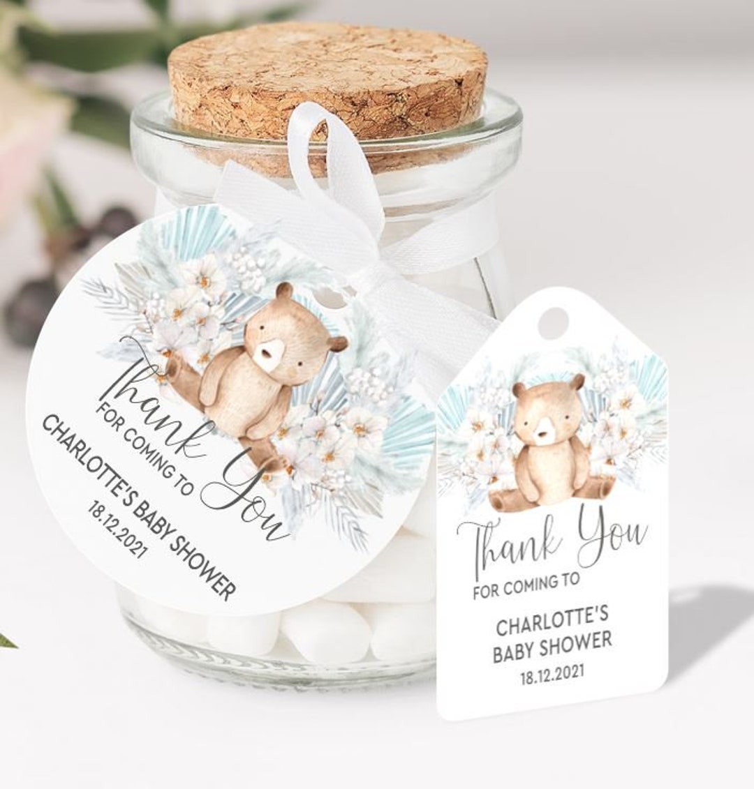 10 X Personalised Baby Shower Thank You Tags BW Etsy UK