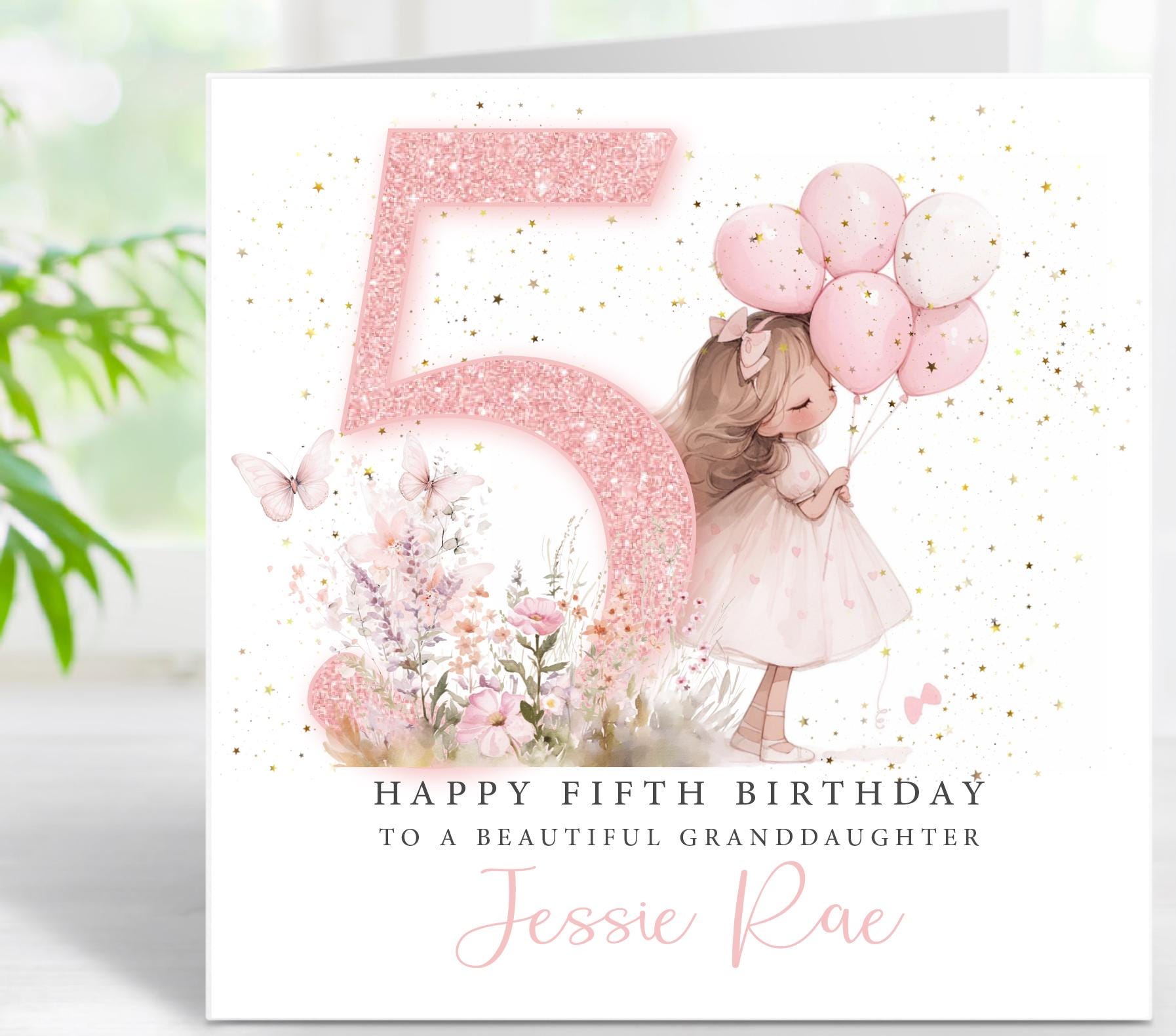 Personalised Safari Animals Birthday Card For Little Girl
