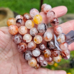 Fire Quartz Bracelet, Hematoid Quartz Bracelet, Red Hematoid Crystal Bracelet, Yellow Hematoid Crystal Bracelet, Metaphysical Jewelry