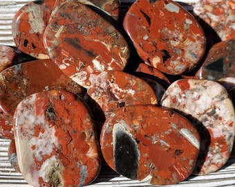 Brecciated Jasper Smooth Stones, Red Jasper Palm Stones, Jasper Gemstone, Calming & Grounding Stone, Mental Clarity Stone, Healing Stone