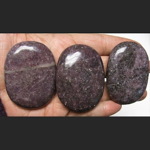 Purple Lepidolite Palm Stone for Anxiety, Lepidolite Crystal for Healing, Chakra Balancing Stone, Emotional Support Crystal, 2.4x1.75