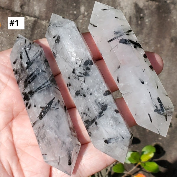 Tourmalinated Quartz - Crystal Wand - Quartz - Tourmalated Quartz - Tourmaline Quartz - Gemstone Wand - Grounding Stone - Purifying  Stone