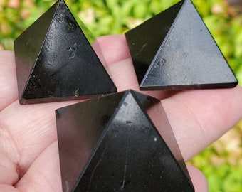 Black Tourmaline - SMALL Pyramids - Crystal Pyramid - Tourmaline Pyramid - Black Pyramid - Healing Pyramid - Grounding Stone - Healing Stone