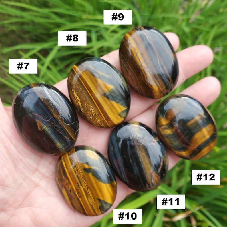 Blue Tigers Eye Palm Stones, Blue Tiger Eye Crystal, Stress Relief Stones, Protection & Calming Pocket Stones, Meditation Healing Crystals image 5