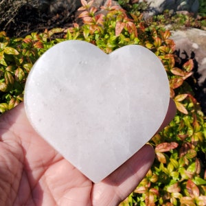 Selenite Heart Crystal, Satin Spar Selenite Heart, 3 Inch White Selenite Gemstone Heart, Crown Chakra Stone, Healing, Spiritual Crystal Gift