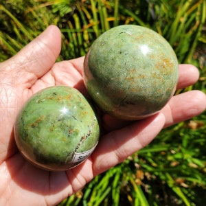 Chrysoprase Crystal Sphere, Heart Chakra Stone, Green Chrysoprase Gemstone Sphere, Meditation Crystal, Spiritual Healing Stone, Gift for her