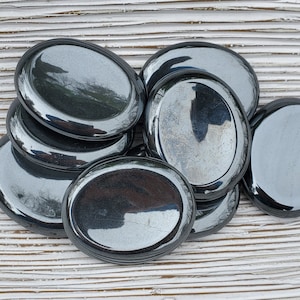 Hematite Palm Stone, Worry Stone, Palm Stone, Healing Stone, Hematite Worry Stone, Pocket Stone, Root Chakra, Grounding Healing Crystal