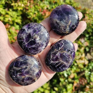 Amethyst Palm Stone, Moroccan Crystal Pebbles, Polished Amethyst Massage Stone, Protection & Calming Pocket Stone, 3rd Eye Stone, Palm Stone