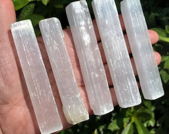 White Satin Spar Rods, Selenite Rods, (4"), Gypsum, Satin Spar Sticks, Raw Selenite, Healing Crystals and Stones, Crown Chakra Crystal