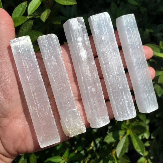 White Satin Spar Rods, Selenite Rods, (4"), Gypsum, Satin Spar Sticks, Raw Selenite, Healing Crystals and Stones, Crown Chakra Crystal
