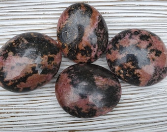 Rhodonite Palm Stones, Pink Rhodonite Crystal for Love and Compassion, Healing Crystals, Heart Chakra Stones, Rhodonite Pocket Stone