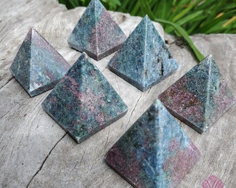 Ruby Kyanite Pyramids, Crystal Pyramids, Natural Ruby Kyanite Pyramids for Meditation, Ruby Kyanite Gemstones, Throat Chakra Work,