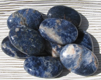 Sodalite Crystal Palm Stone for Meditation, Intuition & Throat Chakra, Spiritual Healing Stone, Blue Sodalite Tumbled stones, Birthday Gift