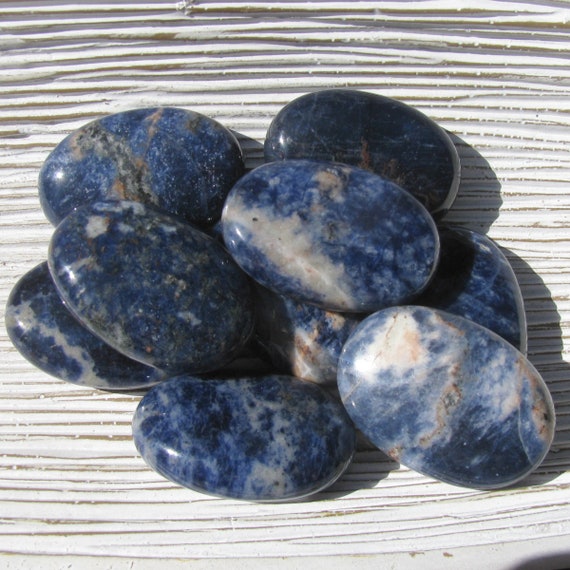 Sodalite Crystal Palm Stone for Meditation, Intuition & Throat Chakra, Spiritual Healing Stone, Blue Sodalite Tumbled stones, Birthday Gift