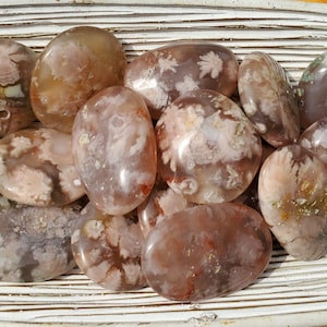Flower Agate Pocket Stones, Agate Palm Stone, Flower Stone for Manifesting, Energy Stone, Metaphysical Crystal, Palm Stones