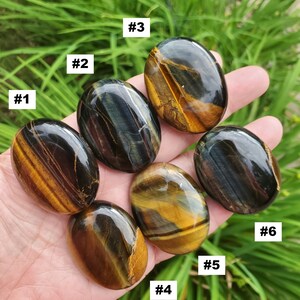 Blue Tigers Eye Palm Stones, Blue Tiger Eye Crystal, Stress Relief Stones, Protection & Calming Pocket Stones, Meditation Healing Crystals image 3