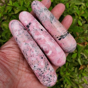 Rhodonite Wands, Peruvian Pink Rhodonite Crystal Stone Wands for Emotional Balance and Compassion, Heart Chakra Stone
