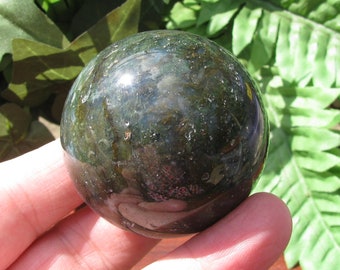 Moss Agate Sphere, Natural Moss Agate Crystal, Gemstone Sphere, Abundance Stone, New Beginnings Crystal, Heart Chakra Healing Stone