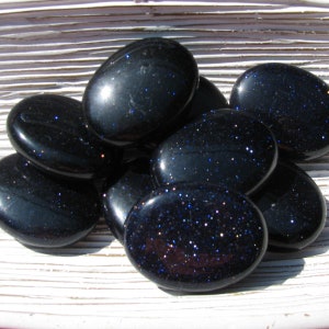 Blue Goldstone Palm stone-Manmade Crystal Pocket Stone, Dark Blue Soapstone, Worry Stone, Meditation Tool, Calming Energy Stone,Gift for her