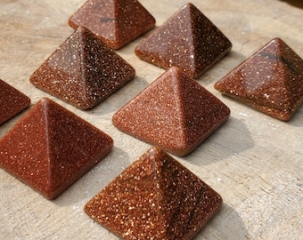 Small Red Goldstone Pyramids for Ambition and Confidence, Cleansing Pyramid Stone, Root, Sacral, and Solar Plexus Chakra Pyramid Stone