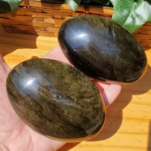 Large Black Obsidian Palm Stones, Protection Crystals, Grounding Stone, Obsidian Crystal for Feng Shui, Root Chakra, Cleansing Crystals