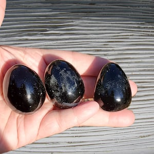 Black Obsidian Egg Crystal, Obsidian Stone Egg for Protection, Grounding & Aura Cleansing, Root Chakra Crystal, Healing Gemstone Egg