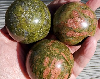 Unakite Crystal Stone Spheres for Scrying, Unakite Protection and Grounding Stone, EMF Protection Stone, Third Eye Chakra Stone