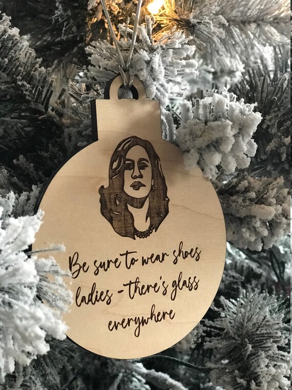 wood engraved ornament Kamala Harris inspired Christmas ornament female power Wear shoes ladies Glass ceiling shattered ornament