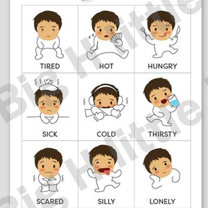 Emotions Flashcards, Printable, Preschool Classroom Flash Cards