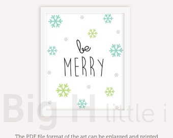 be Merry printable / Christmas decor print / Wintergreen / Winter wall art print / Merry art print / Holiday wall art / instant download