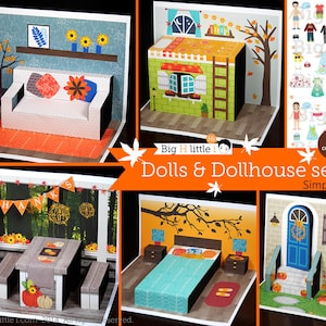 Paper Toy Dolls and Dollhouse set / Creative Play / Party Favor [Seasonal Sale Priced]