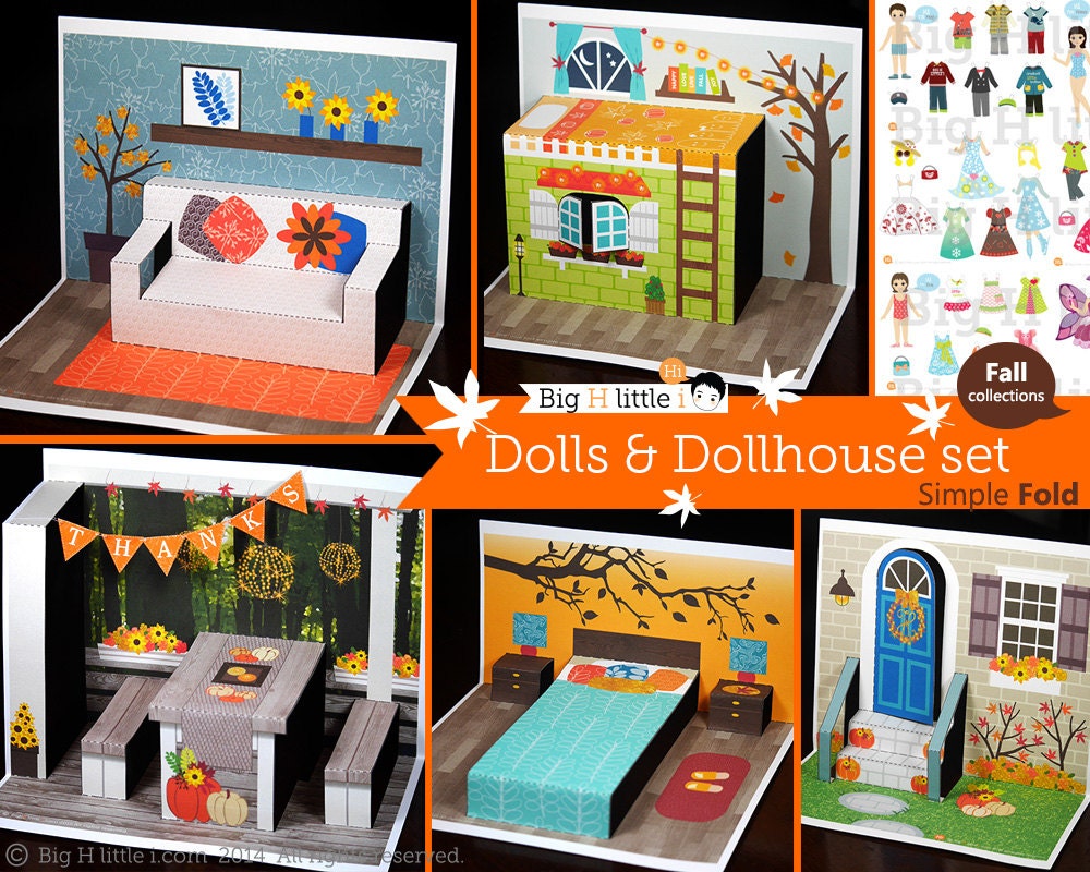 Paper Dolls And Dollhouse Set Girl Toys Creative Etsy