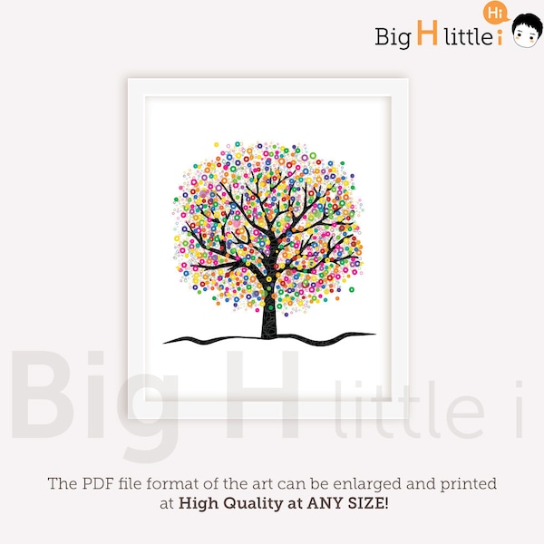 Tree wall art - Colorful wall art - Nursery printable - Colorful Tree - digital print - Wall Decor